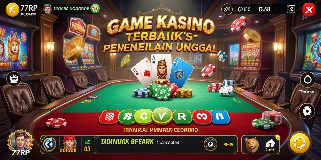 Screenshot gameplay 77RP menampilkan suasana kasino yang menarik.