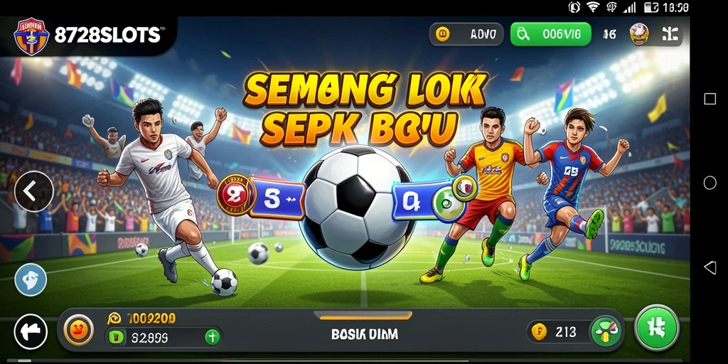Tampilan menarik dari gameplay <strong>8728SLOTS</strong> dengan tema sepak bola.