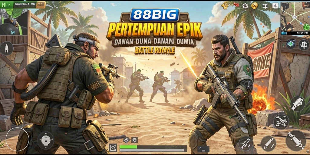 Tampilan gameplay 88BIG yang menegangkan dalam pertempuran Battle Royale.