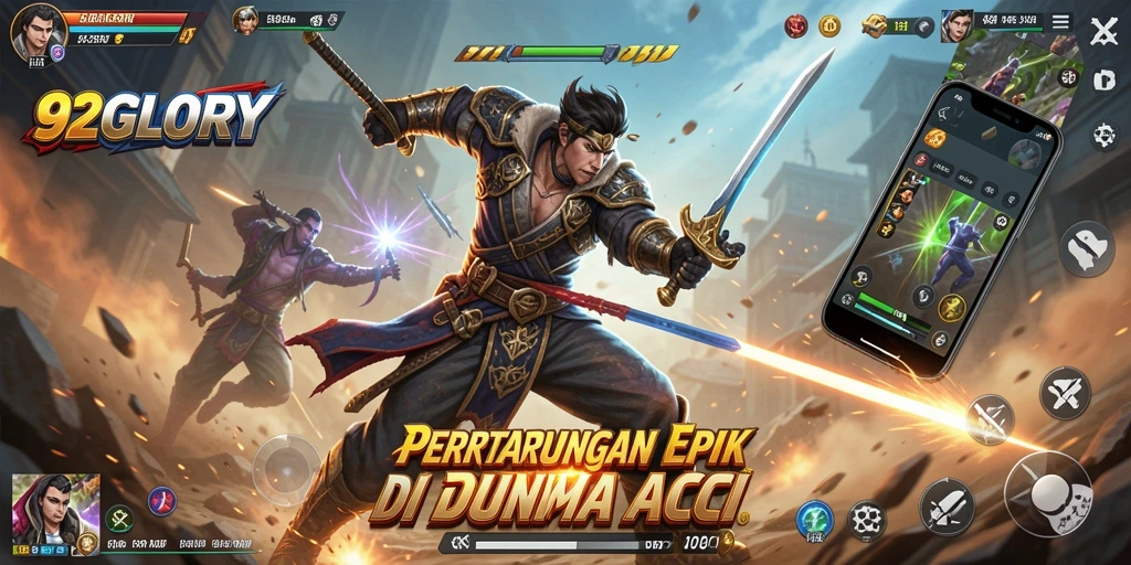 Tangkapan layar gameplay <strong>92GLORY</strong> menunjukkan pertempuran seru dengan grafis menawan.