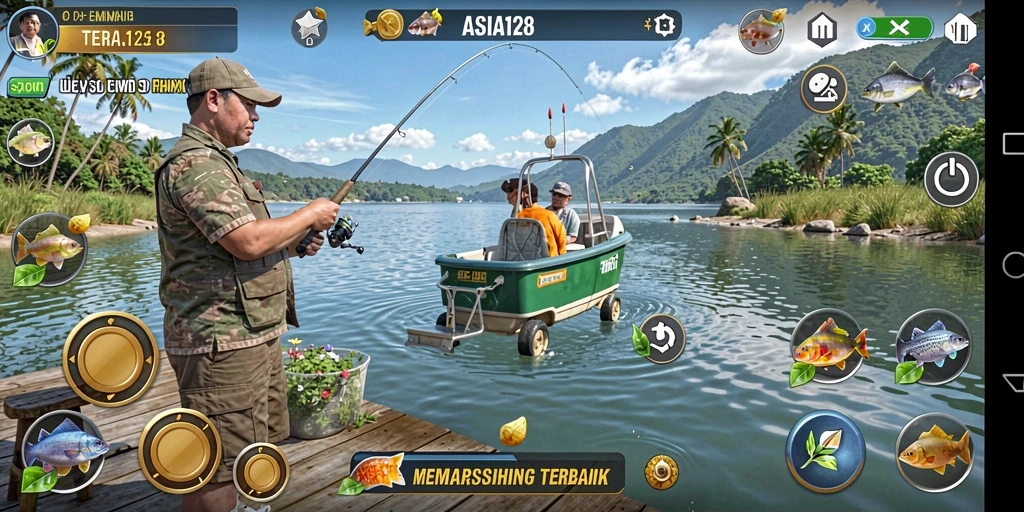Tampilan gameplay menarik di ASIA128 dengan aksi memancing yang seru.
