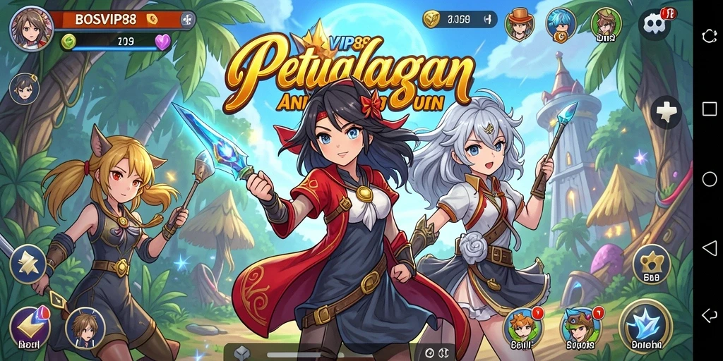 Screenshot utama BOSVIP88 menampilkan karakter Anime dalam pertarungan seru.