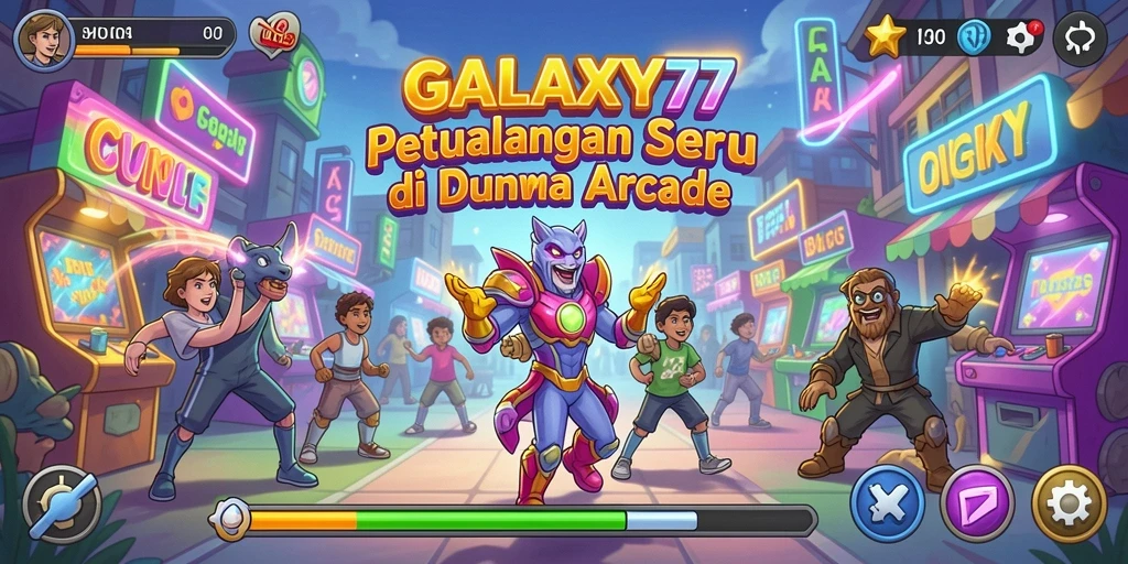 Tampilan gameplay GALAXY77 yang cerah dan dinamis.