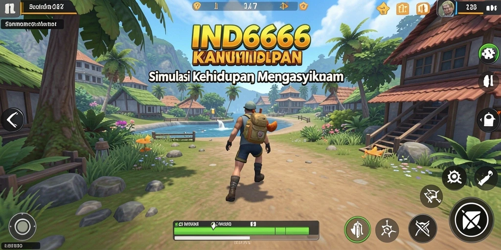 Screenshot gameplay IND666 menunjukkan interaksi karakter dan lingkungan yang menarik.