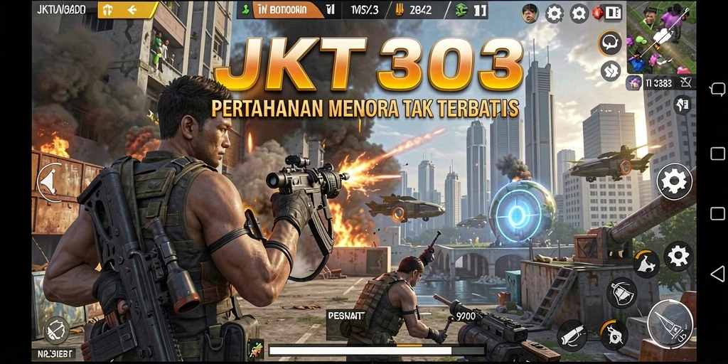 Tampilan menarik dari gameplay JKT303 dalam Tower Defense.