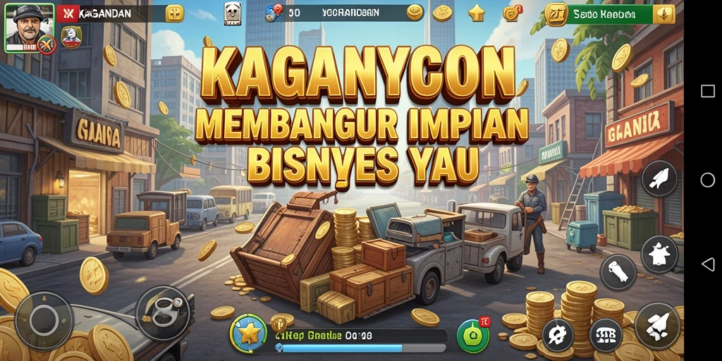Tampilan gameplay KAGANDAN menunjukkan strategi bisnis yang kompleks.