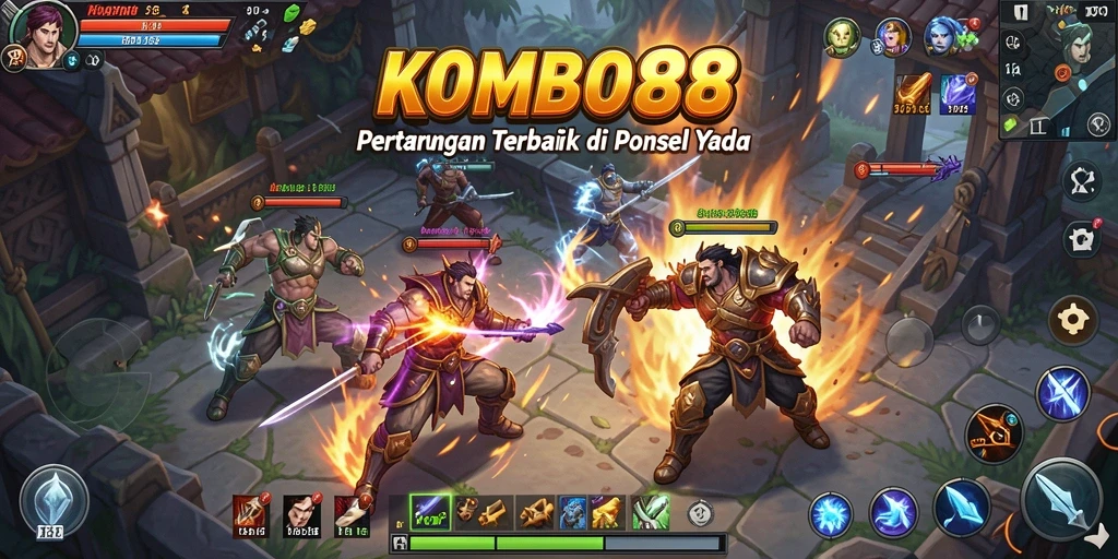 Tampilan pertarungan seru di KOMBO88 dengan karakter unik.