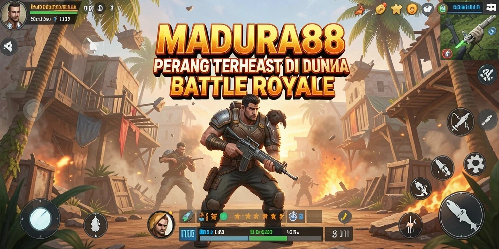 Tampilan seru dari pertempuran di MADURA88 dengan grafis menarik.
