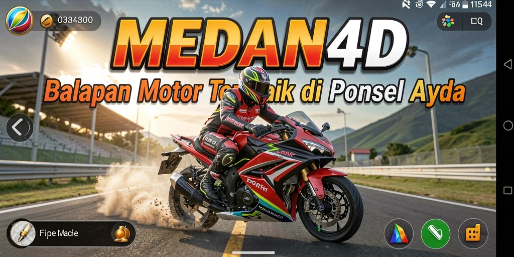 Screenshot gameplay MEDAN4D menampilkan aksi balapan motor yang seru.