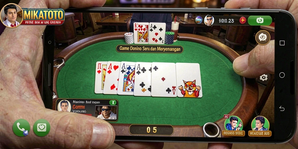 Screenshot utama MIKATOTO menampilkan aksi seru permainan Domino.