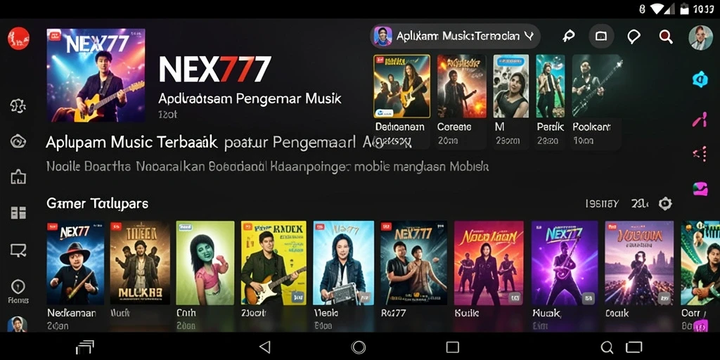 Screenshot gameplay NEX777 yang menampilkan fitur musik dan lirik interaktif.