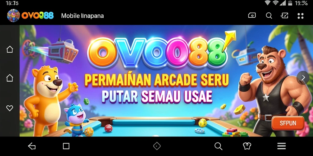 Tangkapan layar utama OVO88 menampilkan aksi seru dalam gameplay Arcade.