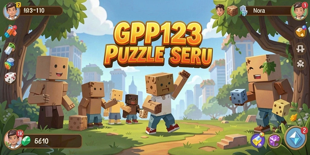 Tampilan gameplay PP123 yang penuh warna dan menantang puzzle.