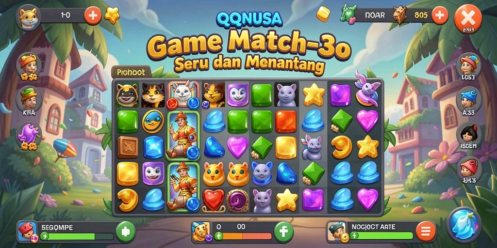 Tangkapan layar gameplay QQNUSA dengan kombinasi warna cerah.