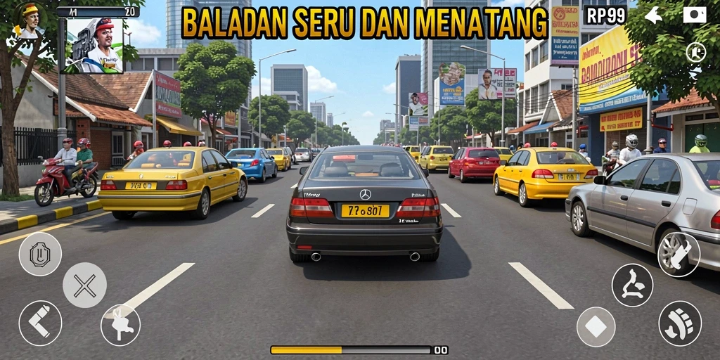 Tampilan gameplay balapan yang intens dan penuh aksi dari RP99.