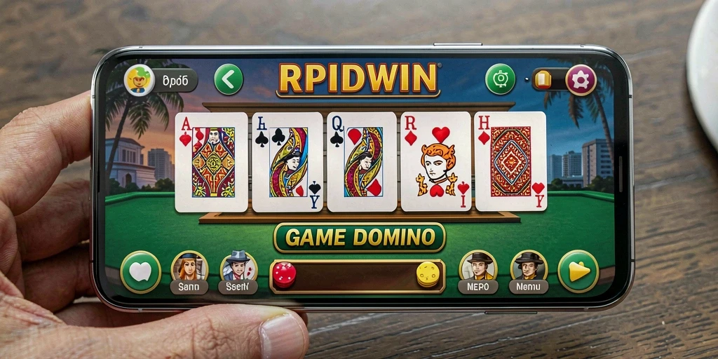 Tangkapan layar gameplay RPIDWIN yang menunjukkan keseruan permainan domino.