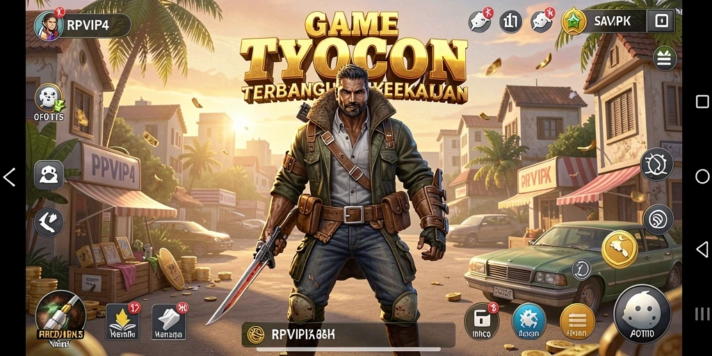 Tampilan gameplay menyerupai pengelolaan bisnis di RPVIP4.