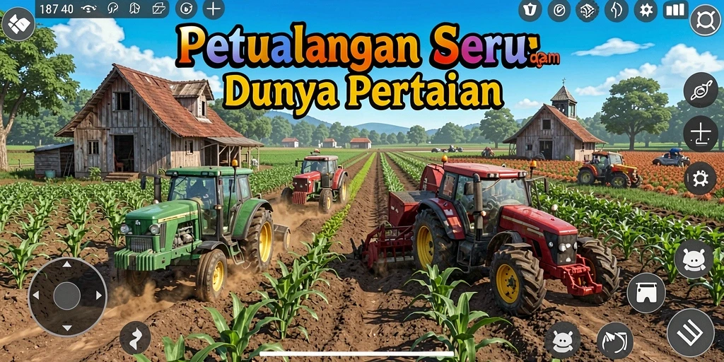 Tampilan gameplay V87 menampilkan aktivitas berkebun yang seru.